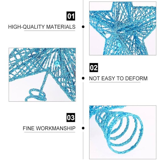 Blue Glitter Star Tree Topper 9.84" x 7.87" - Picture 3 of 3